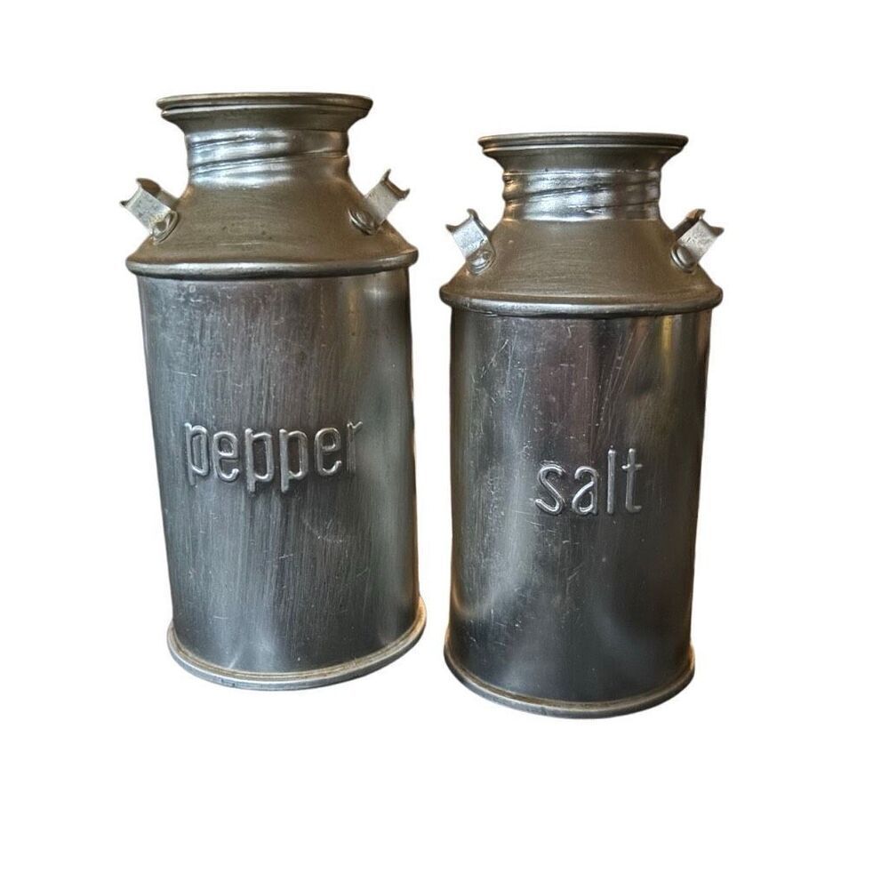 Milk Can Aluminum Salt & Pepper Shakers 1970’s Japan